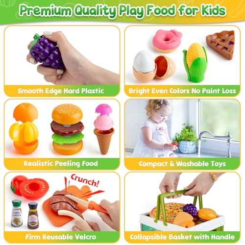 78 Pc Pretend Play Food with Storage Basket P35670