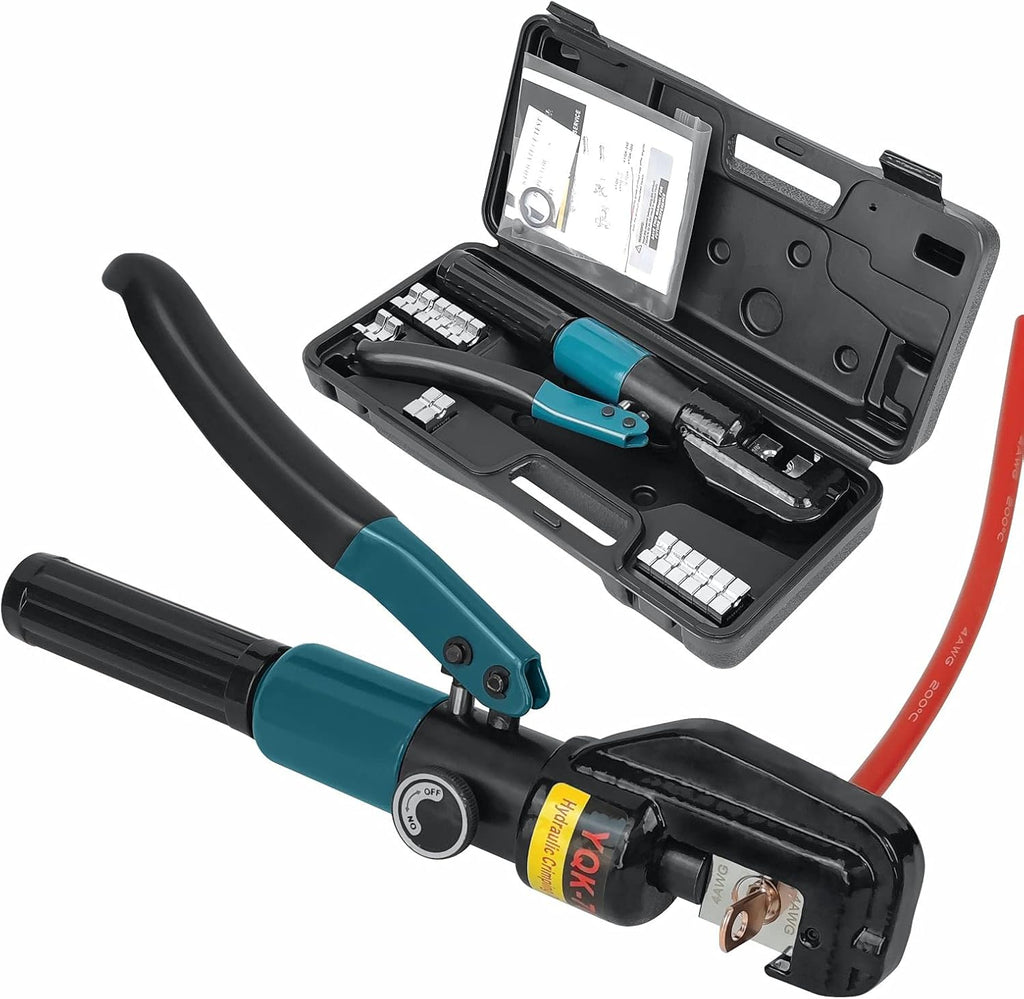 Hydraulic Cable Lug Crimper 16TON 9 AWG to 600 MCM Tool Kit with 13 pairs of Die Sets W1105