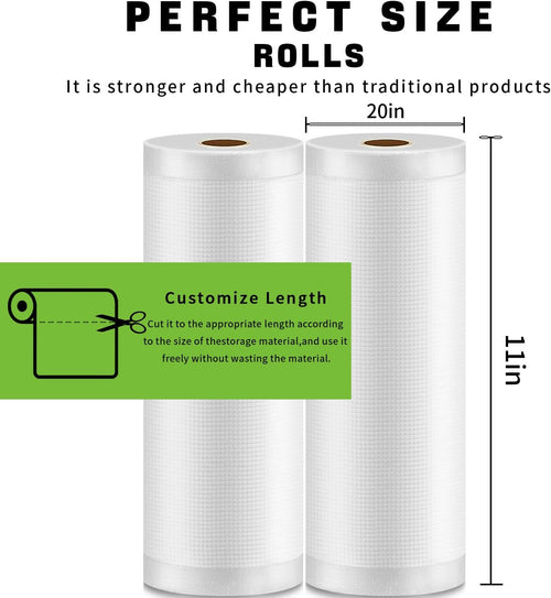 11"x20' Rolls 2 Pack Vacuum Sealer Bags Q26933