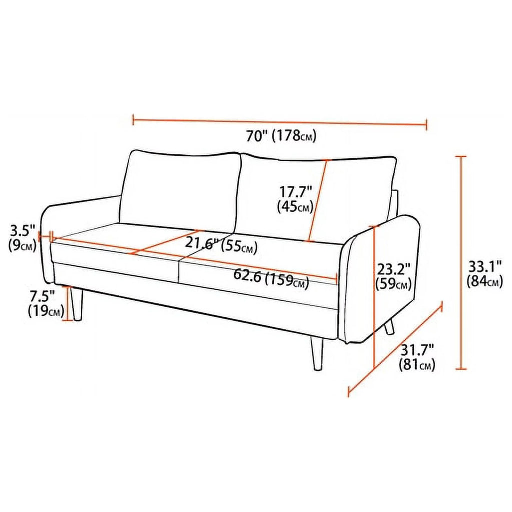 70" Upholstered Velvet Sofa in Purple Z638534