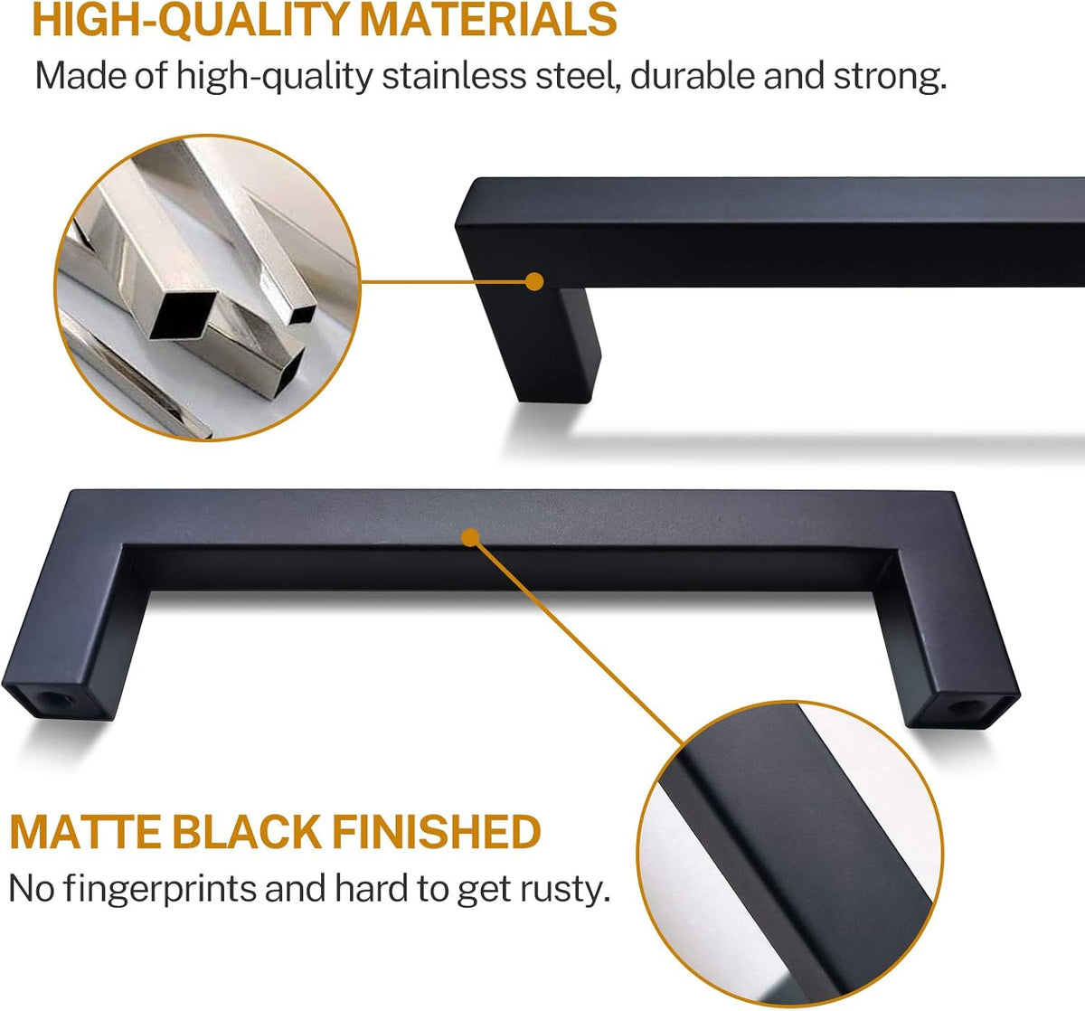 25 Pack 3 Inch Matte Black Square Cabinet Pulls I806628