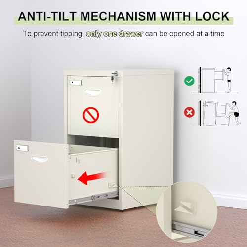 Black 2 Drawer Metal File Cabinet with Lock O6700