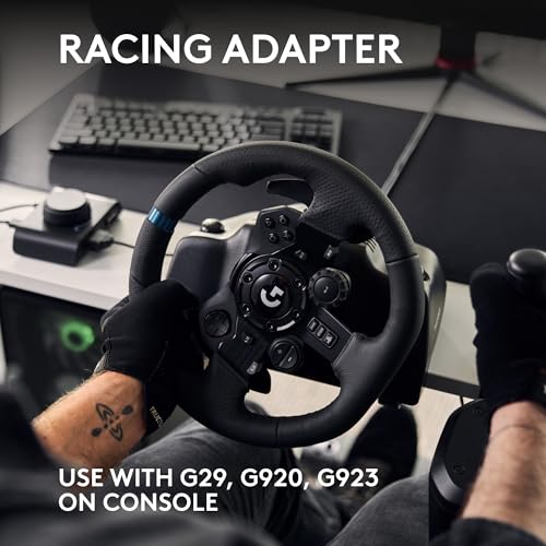 Black Leather Racing Wheel and Floor Pedals K404615