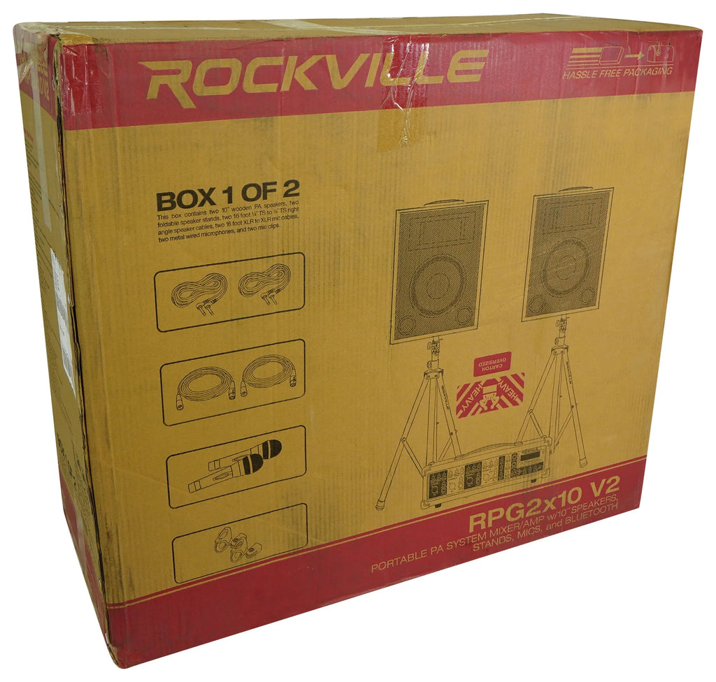 RPG2X10 PA System Mixer Amp 10 inch Speakers Stands Mics Bluetooth X27115
