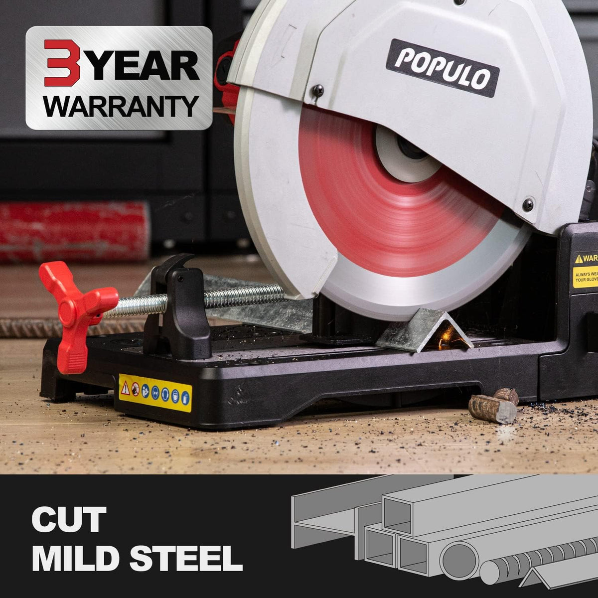15 Inch Metal Cutting Chop Saw with 14-Inch Carbide-Tipped Blade W4354