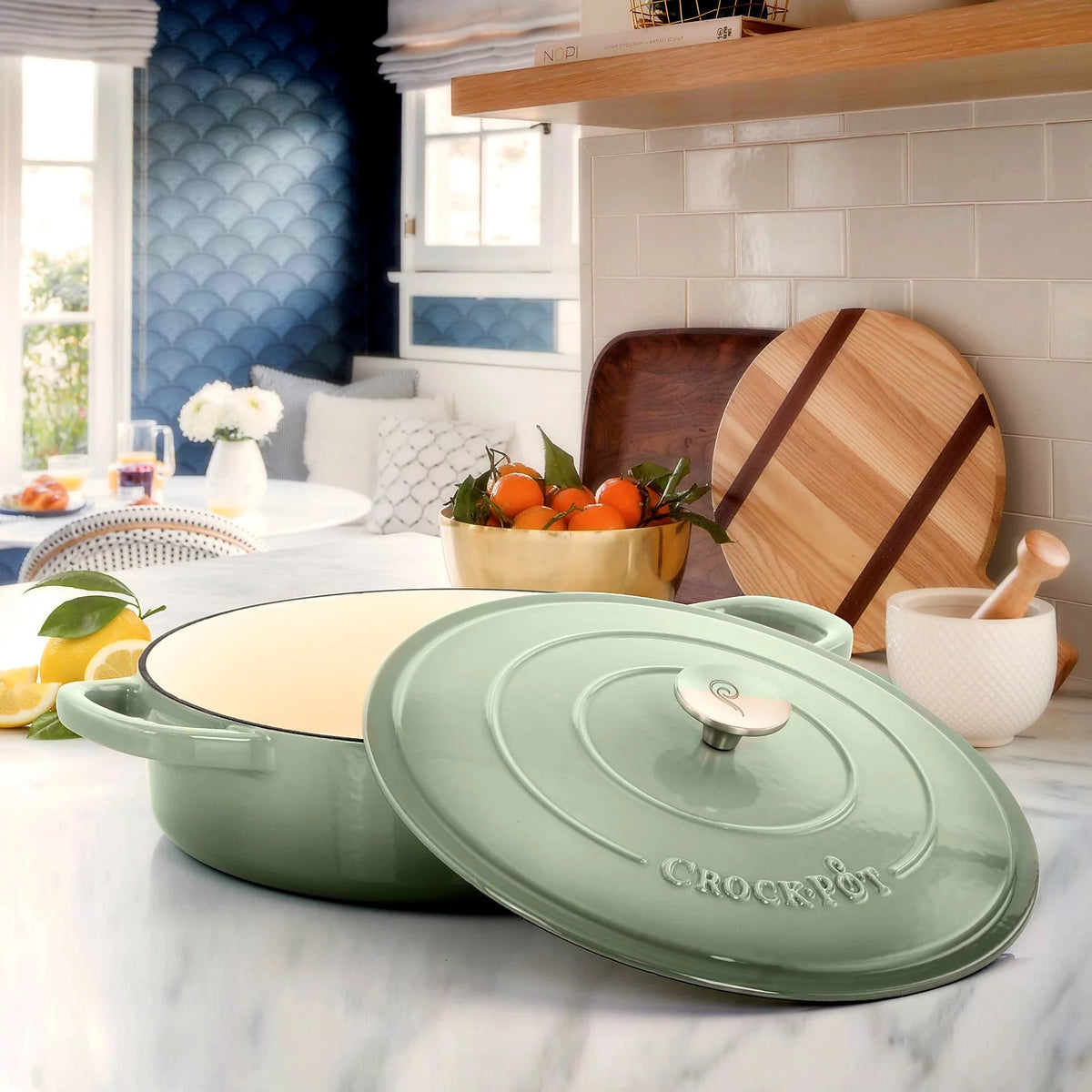 5 Quart Enameled Cast Iron Braiser Pan with Lid in Pistachio Green H683942