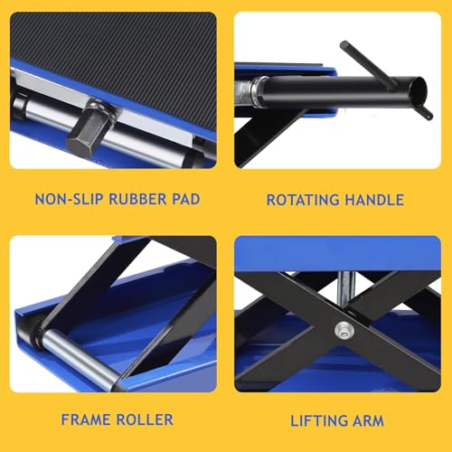 1100 LB Wide Deck Motorcycle ATV Scissor Lift Jack Stand Deep Blue C9465