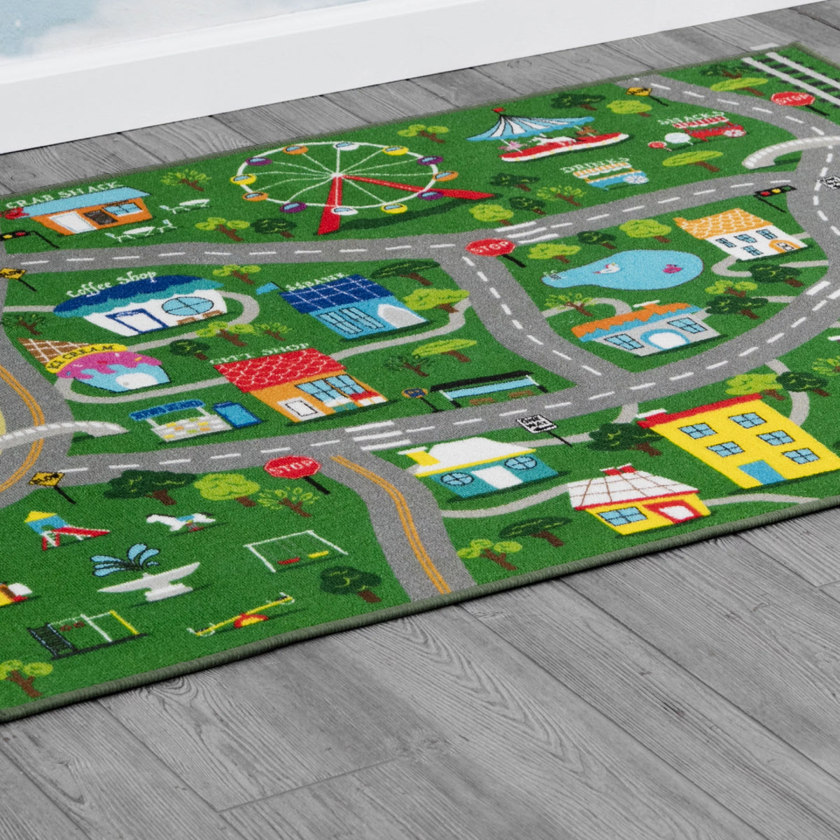 Kids Large Road Map Activity Rug, 54-inch L x 39-inch W V117
