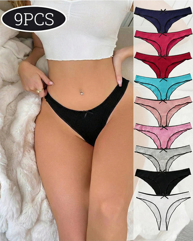 Women's Low Waist Thong 9 Pack Cotton C849