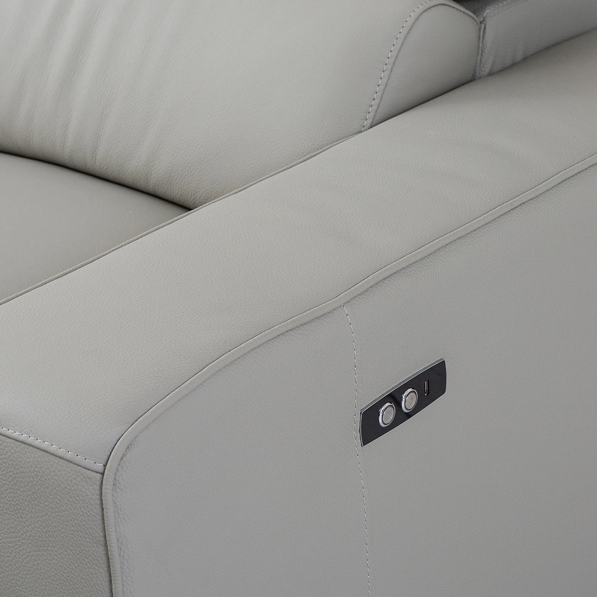 Light Grey Top Grain Leather Sectional with Power Recliners B781716
