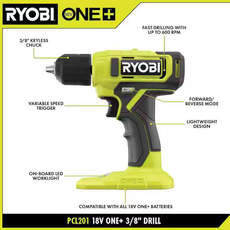 18V Cordless 3/8 in. Drill/Driver Kit with Battery and Charger C773