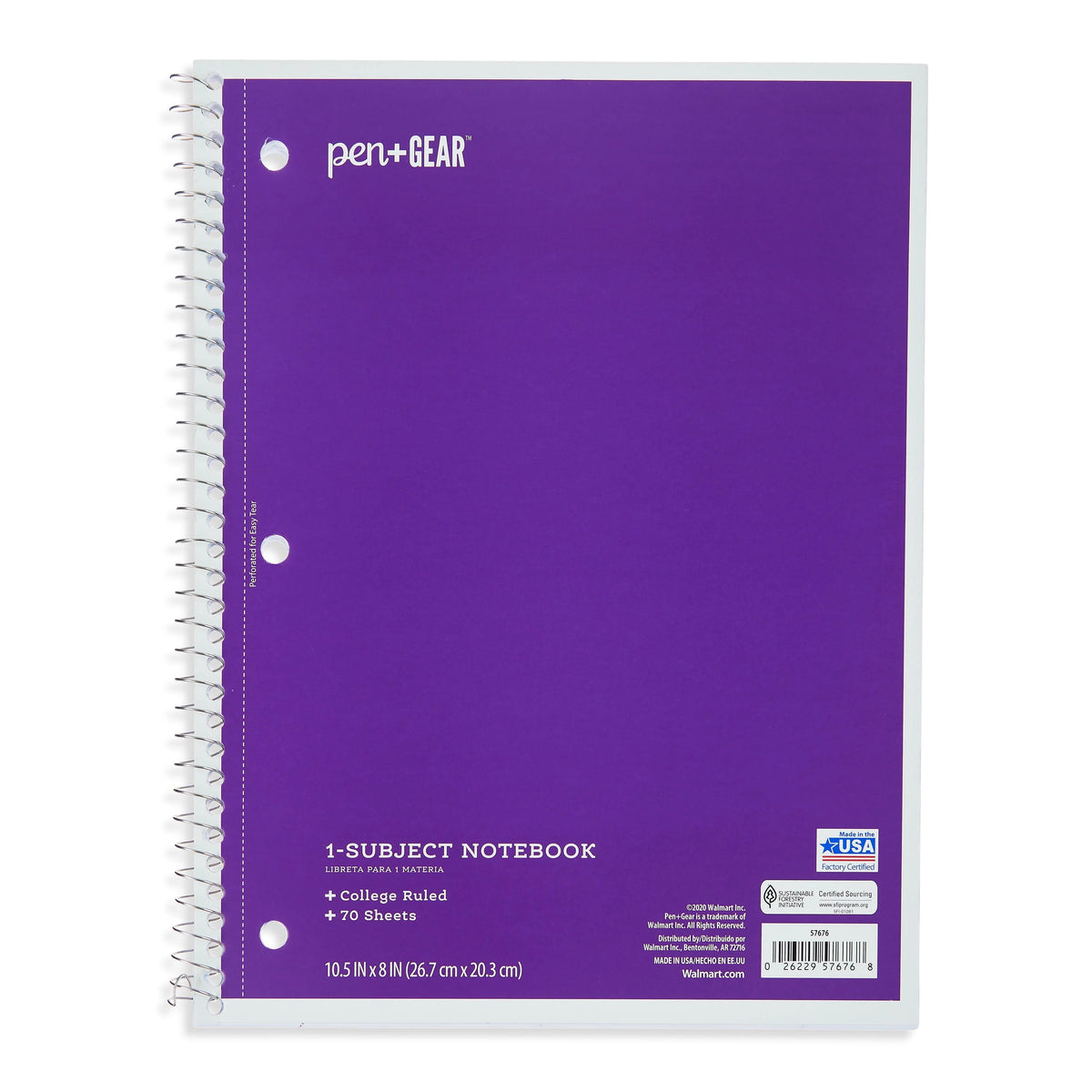 1-Subject College Ruled Notebook, Blue, 70 Sheets U15133