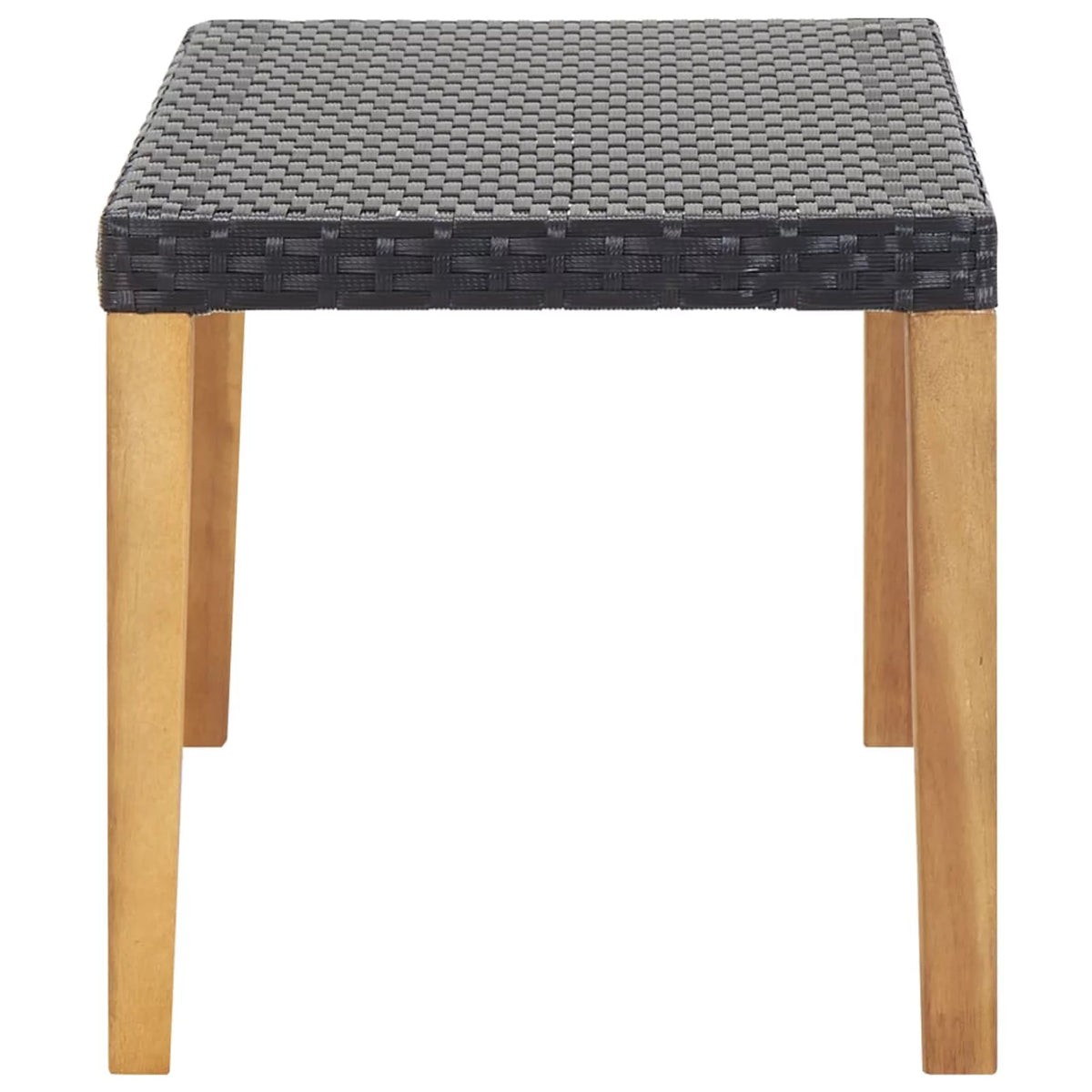 Black Poly Rattan Acacia Wood Garden Bench W601189