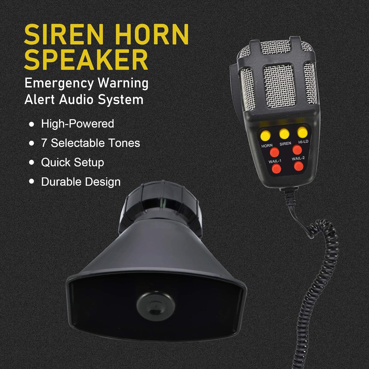 100W 7 Tones Wired Handheld Microphone Car Siren Speaker O183