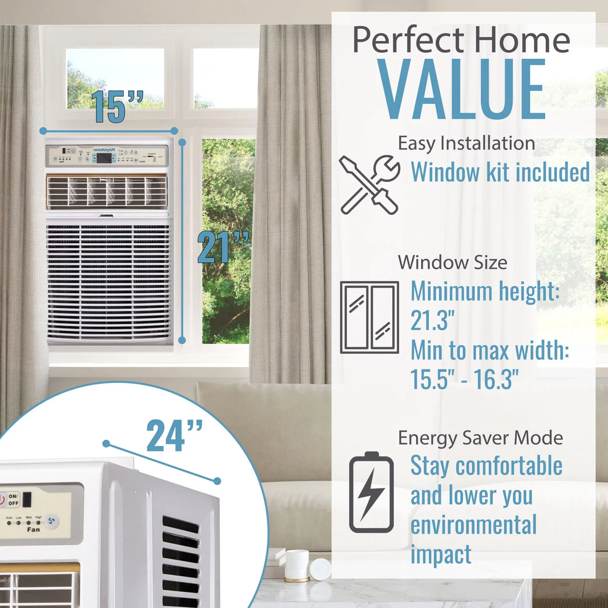 8,000 BTU 115-Volt Casement Window Air Conditioner, White W697