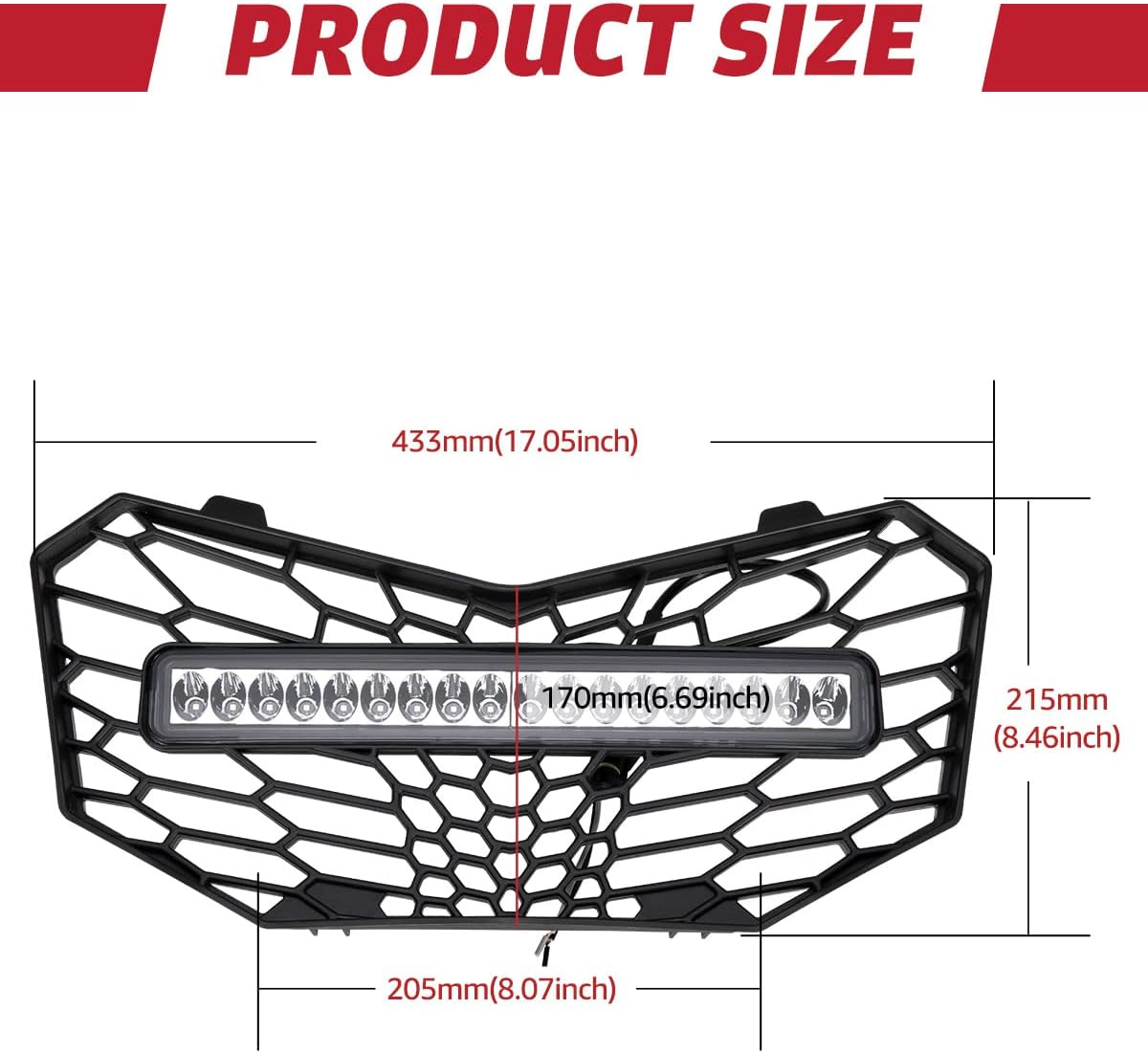 Front Mesh Grill with LED Light Bar for Maverick Trail Z9298