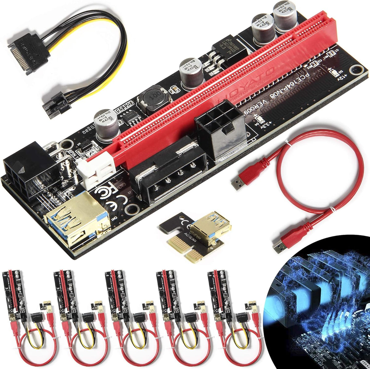 6 Pack PCI-E Riser Adapter Card with USB 3.0 Cable U117