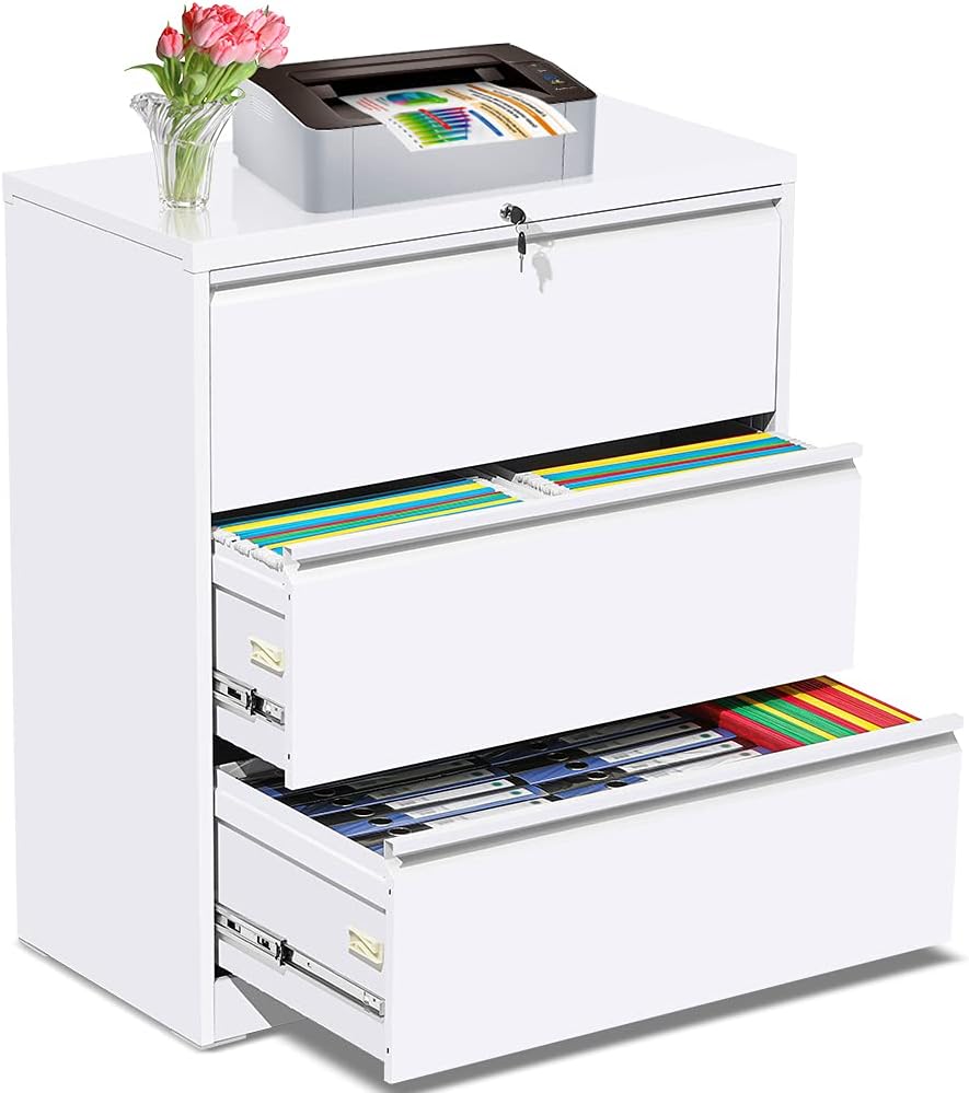 2 Drawer Black Metal Lateral File Cabinet with Lock I366976
