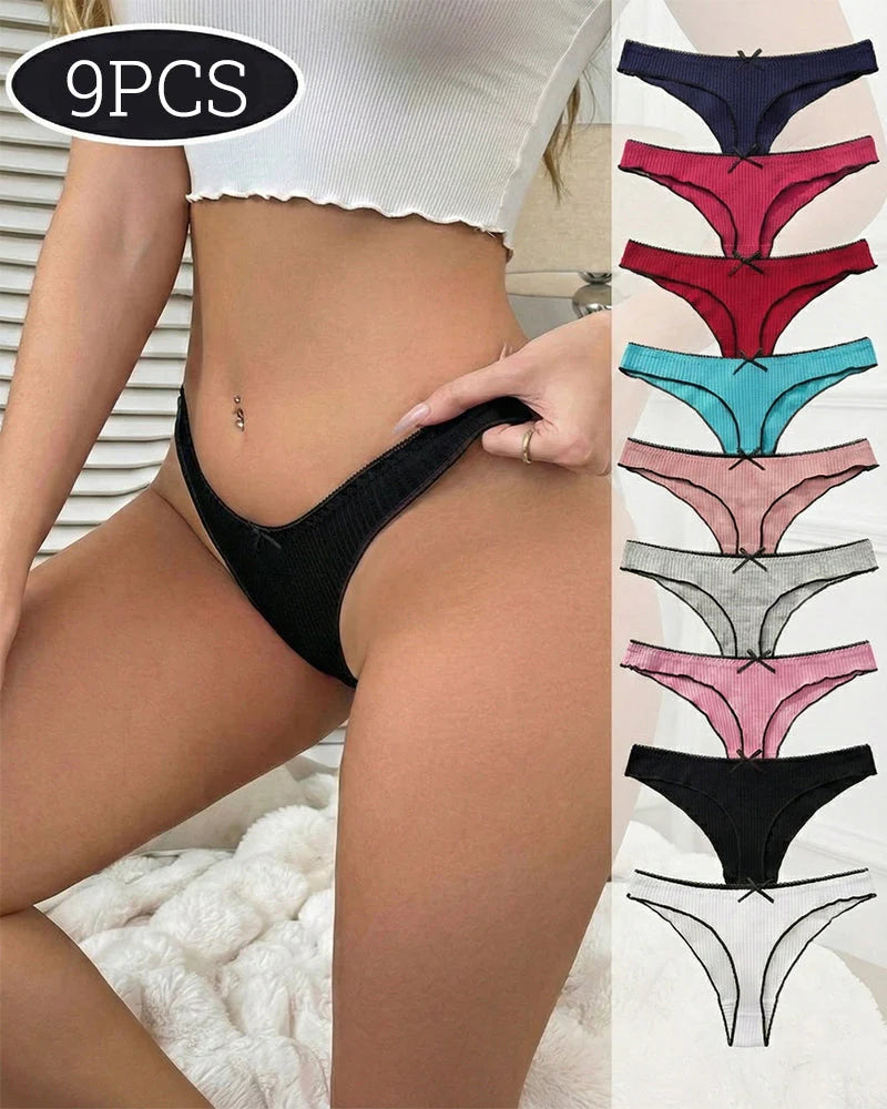 Women's Low Waist Thong 9 Pack Cotton C849