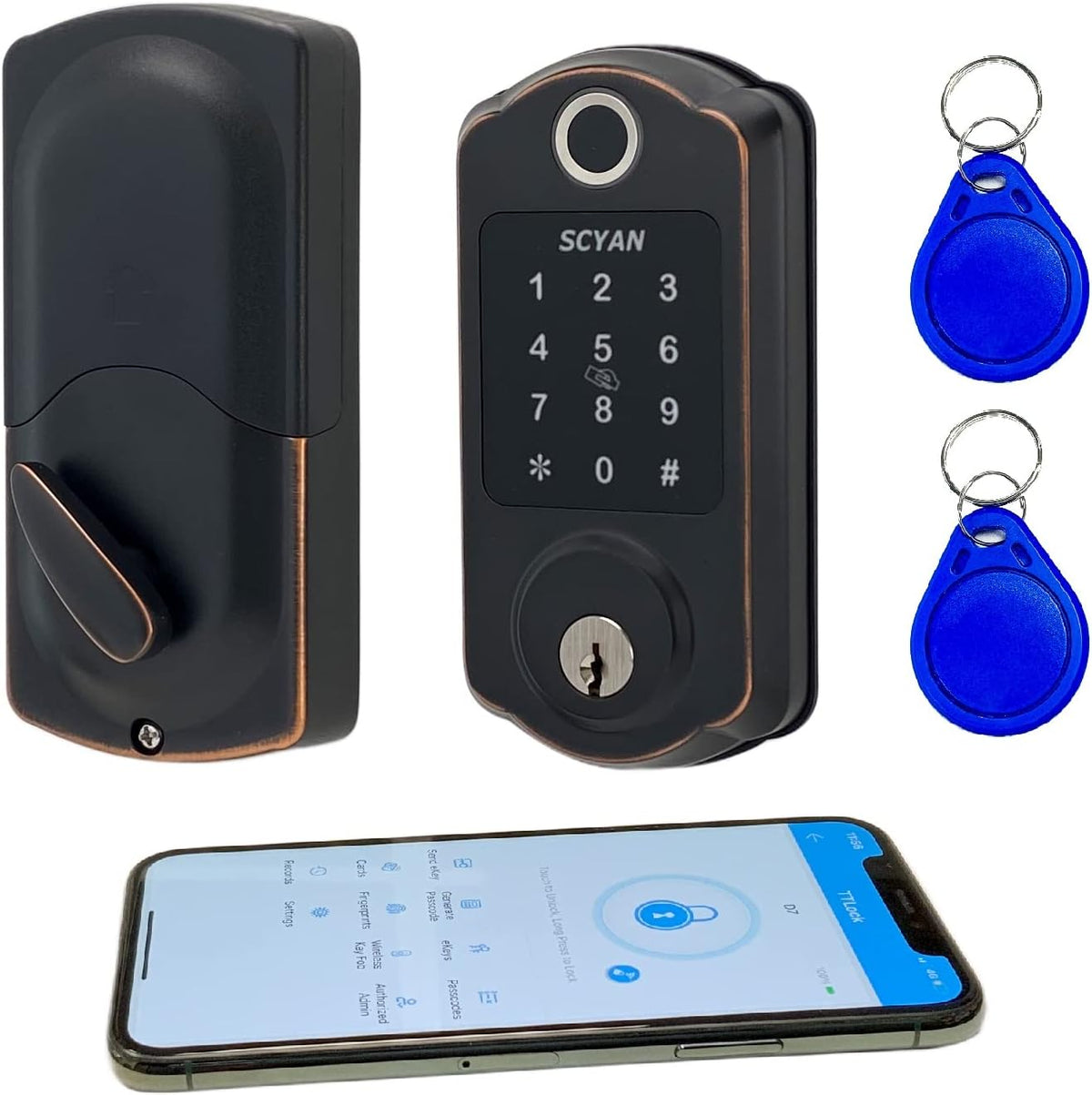 Aged Bronze Smart Deadbolt Lock with Touchscreen Keypad L4909