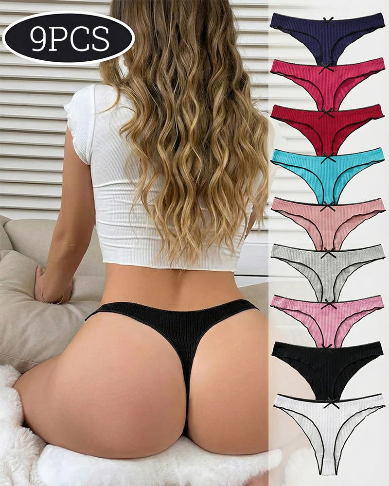 Women's Low Waist Thong 9 Pack Cotton C849