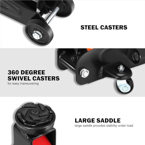 Low Profile Hydraulic Trolley Floor Jack, 2 Ton Capacity, Black Y645138