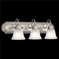 3 Light Brushed Nickel Vanity Light with Satin Etched Glass Shades W2340