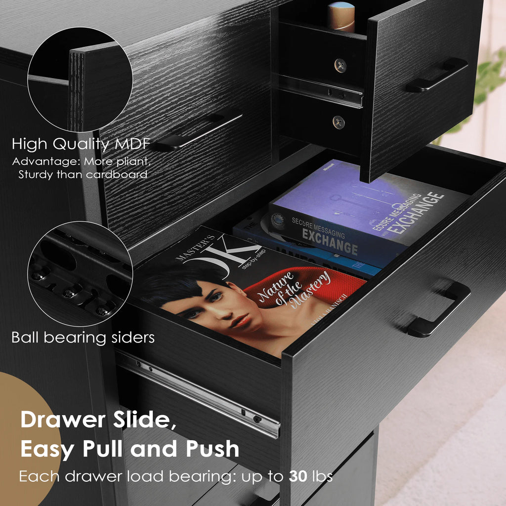 6 Drawer Wood Dresser with Steel Frame G5559