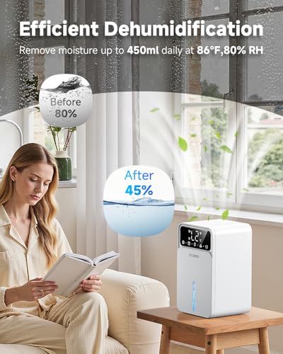 60 OZ Dehumidifier with Auto Shut Off, Timer, 7 Colors LED Light N72070