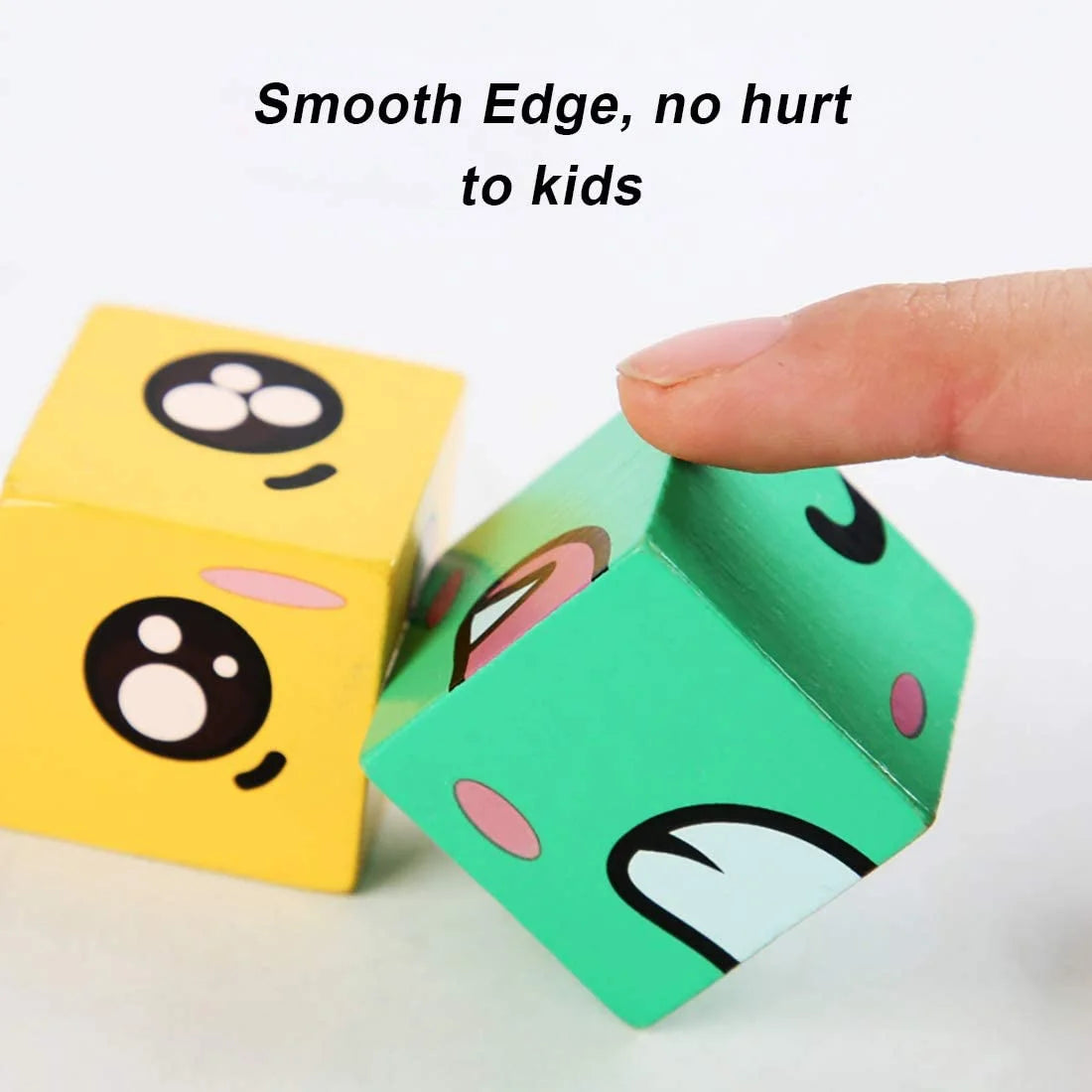 Wooden Building Blocks Set Toy, Emoji Stacking Matching Jigsaw Puzzles R35833