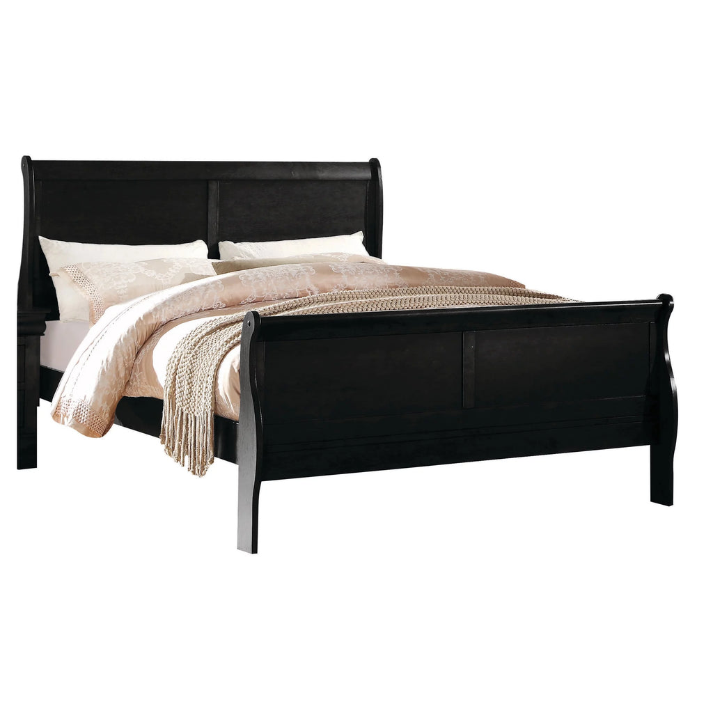 Brown Wooden Full Bed with Sleigh Headboard and Footboard I3332