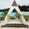 PE Wicker Daybed with Beige Cushions Q9068