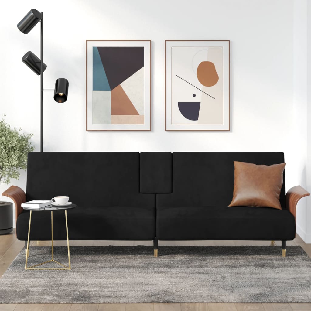 Black Sofa Bed with Cup Holders X1296