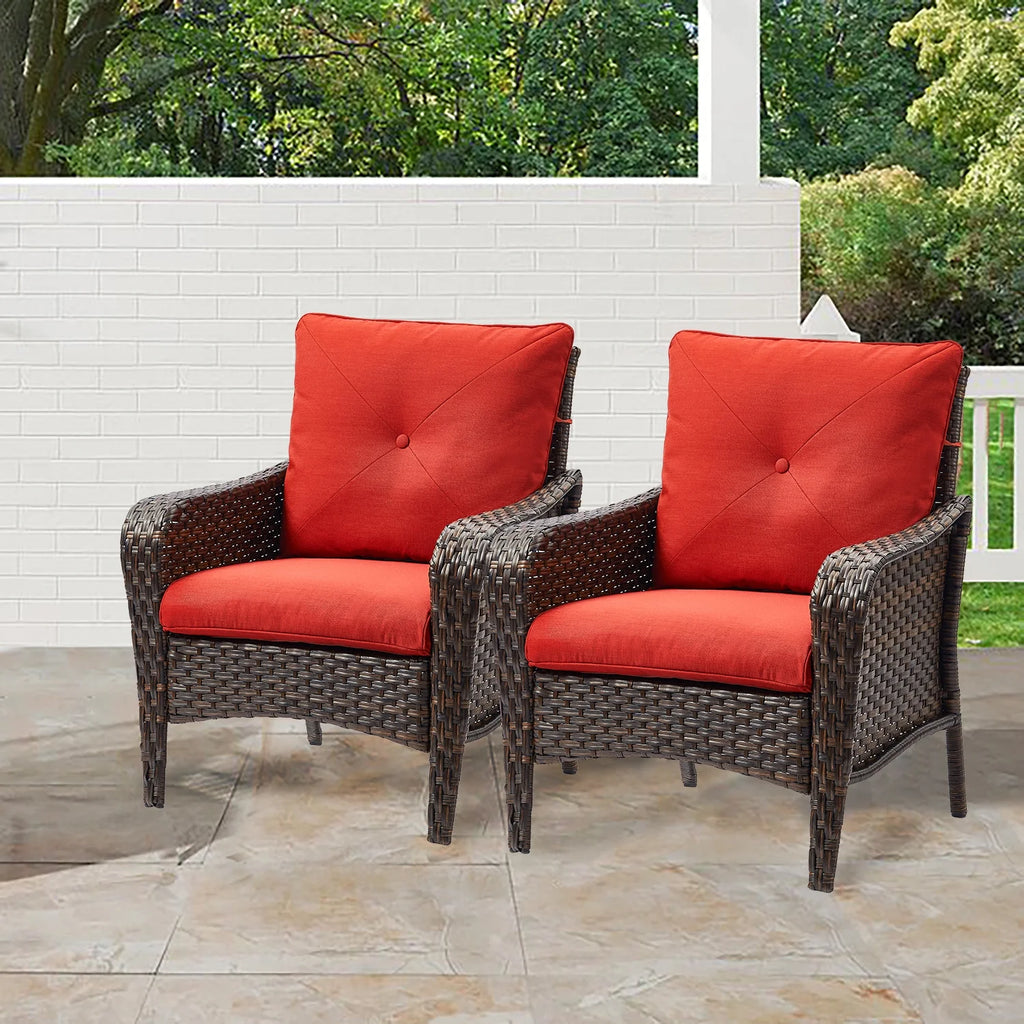 Red Cushioned Patio Chair Set of 2 O266