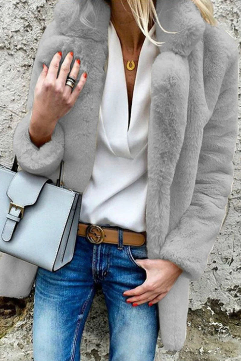 Solid Mandarin Collar Outerwear C4262