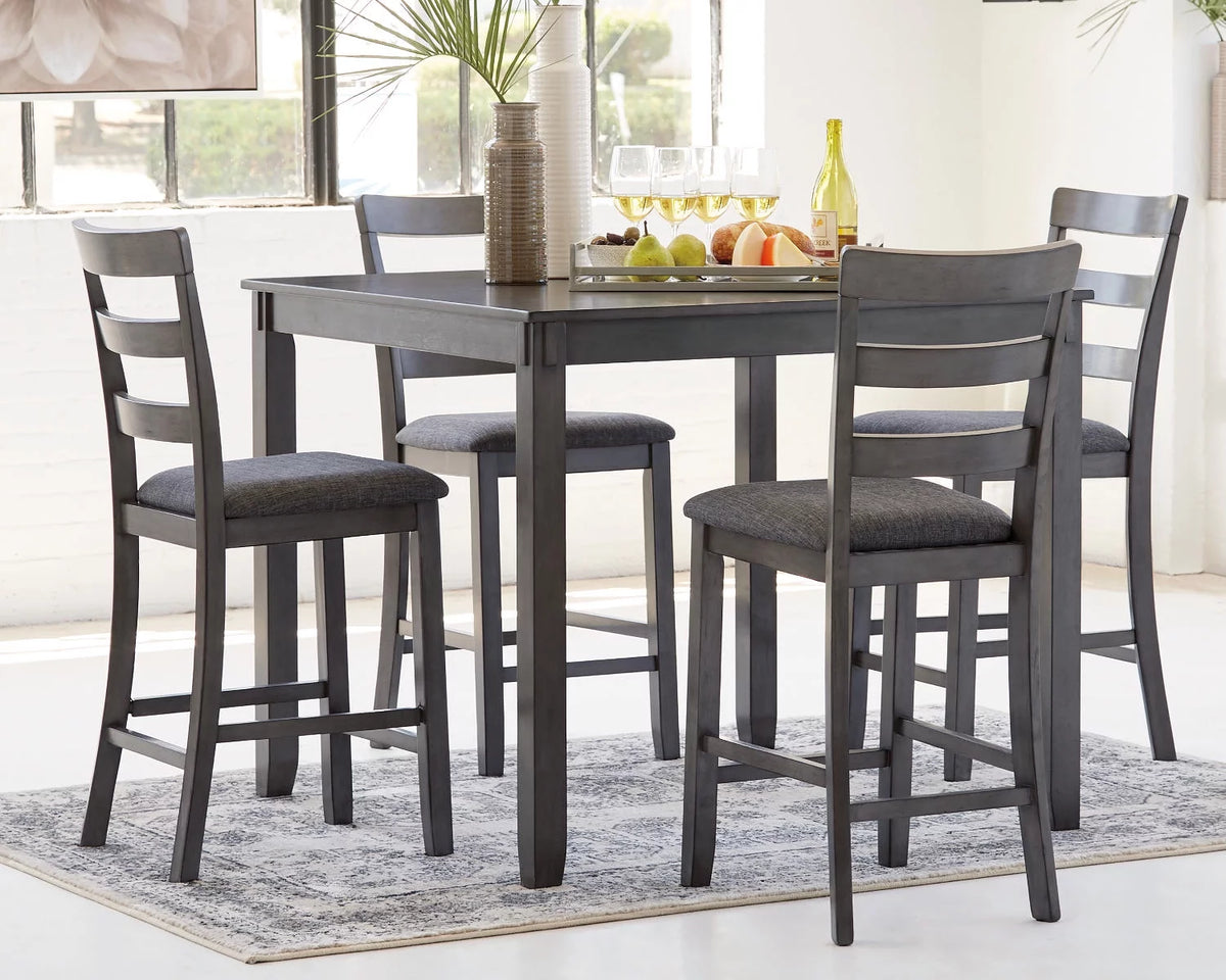 Counter Height Dining Table and Bar Stools Set of 5 Gray A398