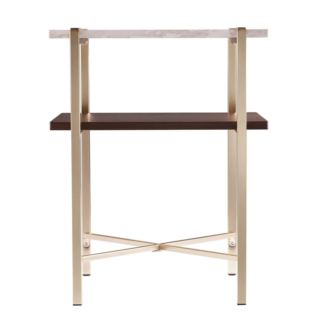 Square Faux Marble End Table with Storage F184700