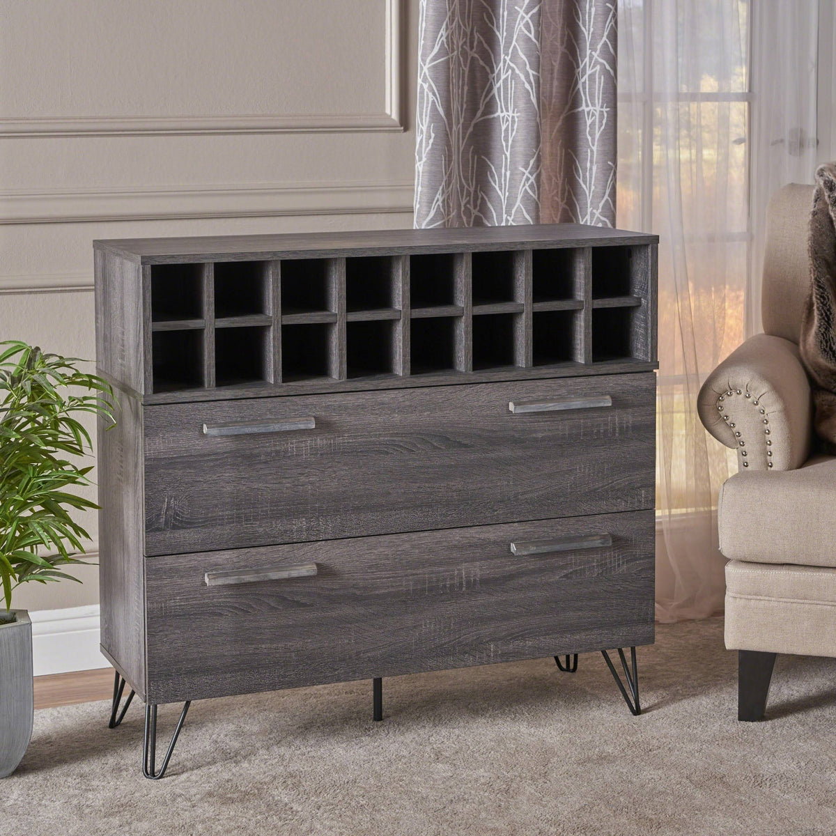 Bar Cabinet in Sonoma Gray Oak and Black U780