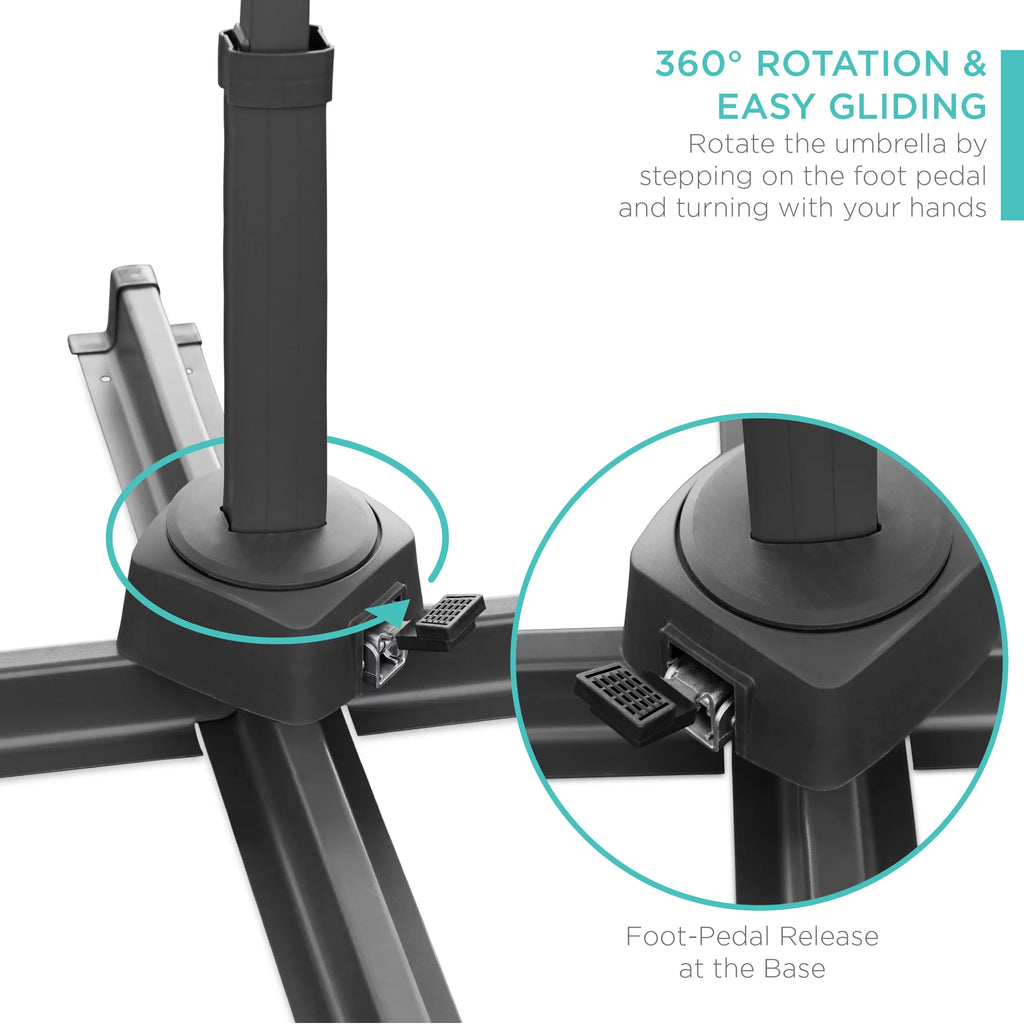 10ft Solar LED Cantilever Patio Umbrella J667