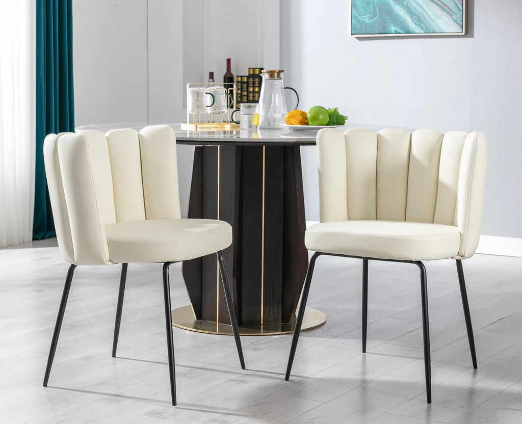 Cream Faux Leather Dining Chairs Set Of 2 G3853