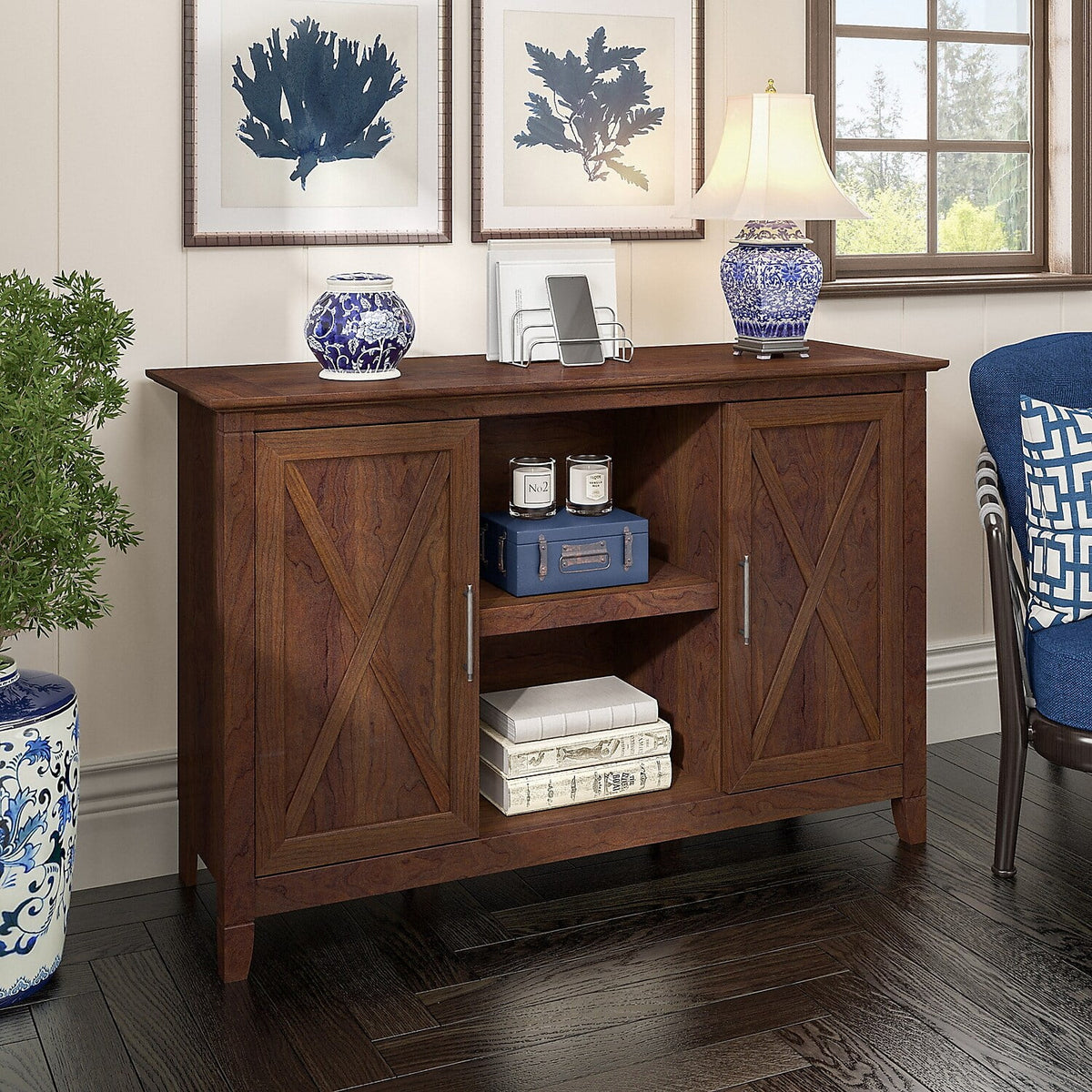 Bing Cherry Engineered Wood Accent Cabinet with Doors Y10555