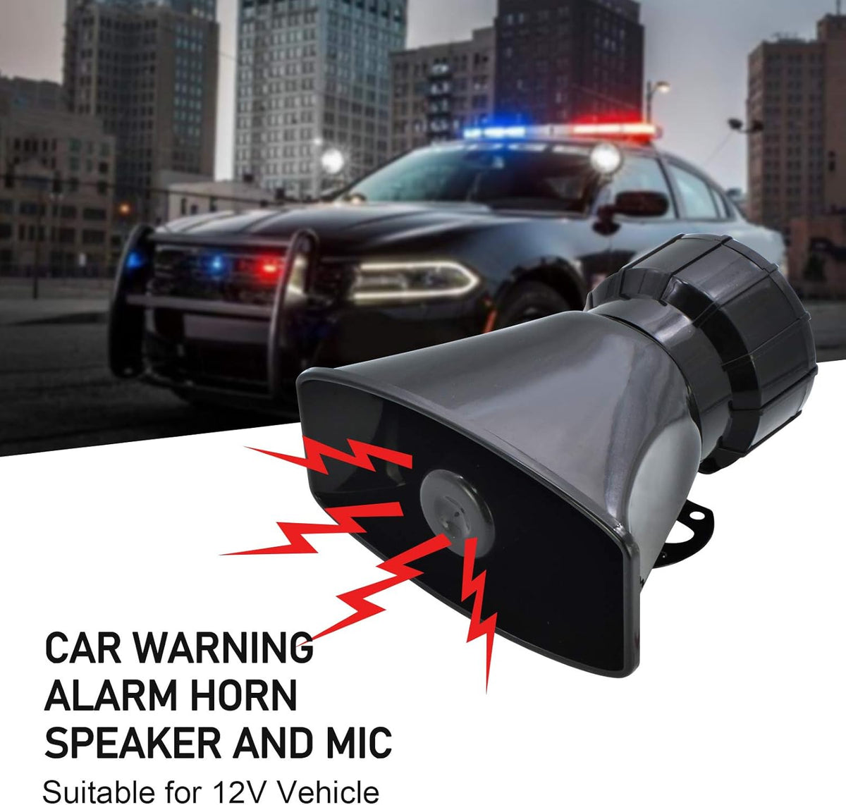 100W 7 Tones Wired Handheld Microphone Car Siren Speaker O183