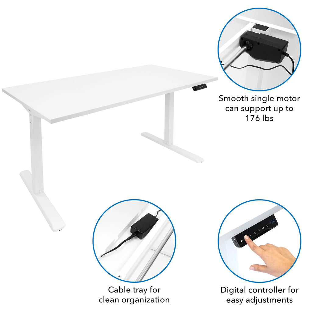 White Electric Standing Desk 55" V597473