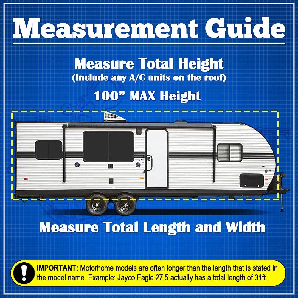 Waterproof RV Cover Fits Length 14'-16' Travel Trailer Camper with Zippered Panels C18210