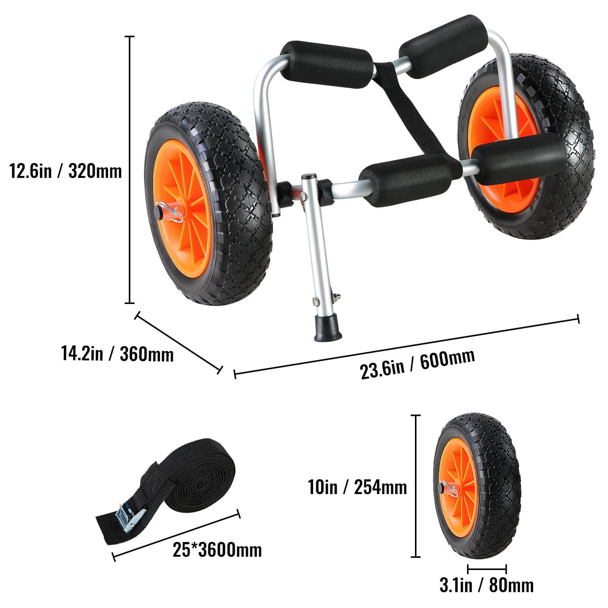 Foldable Kayak Cart with 10'' Solid Tires Z6266
