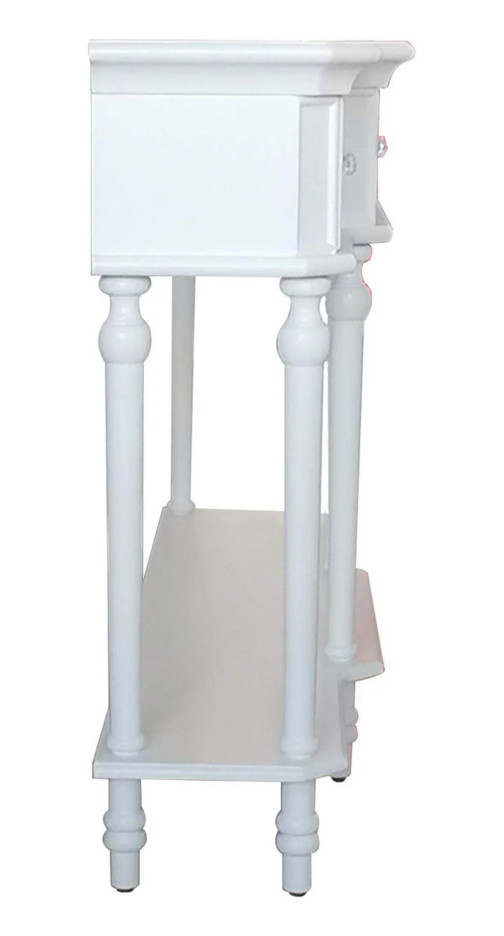 White Console Table with Mirrored Storage Drawers and Lower Shelf T453309