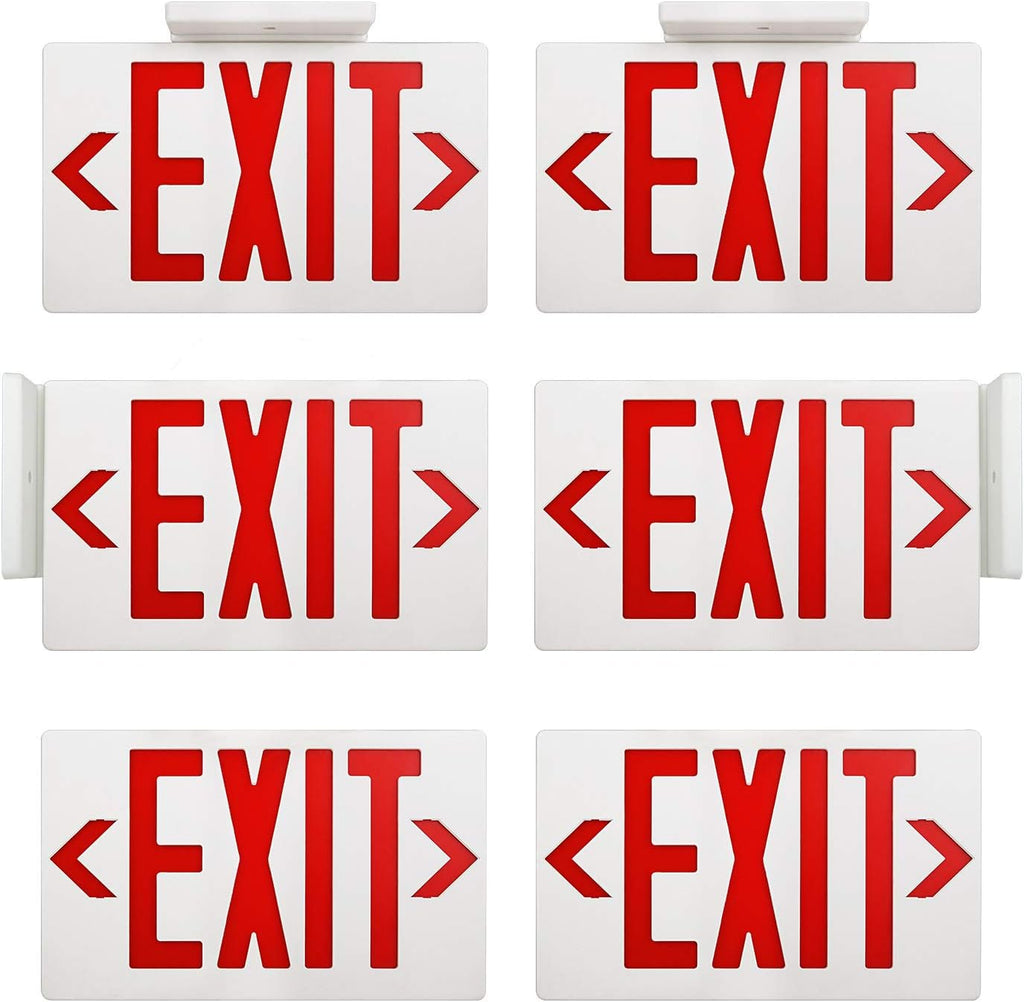 Red Double Face LED Emergency Exit Light Combo, 6 Pack W966390