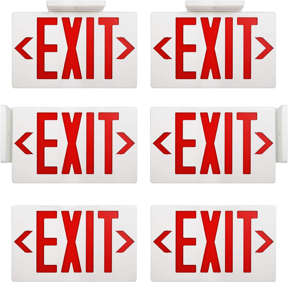 Red Double Face LED Emergency Exit Light Combo, 6 Pack W966390