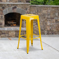 Yellow Backless Metal Barstool W42559