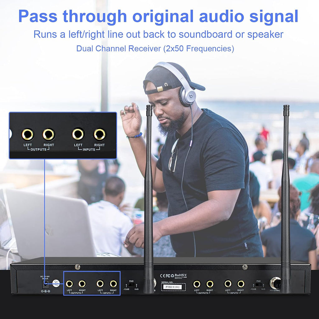 UHF Dual Wireless in-Ear Monitor System with Metal Transmitter and Bodypack Receiver R16894